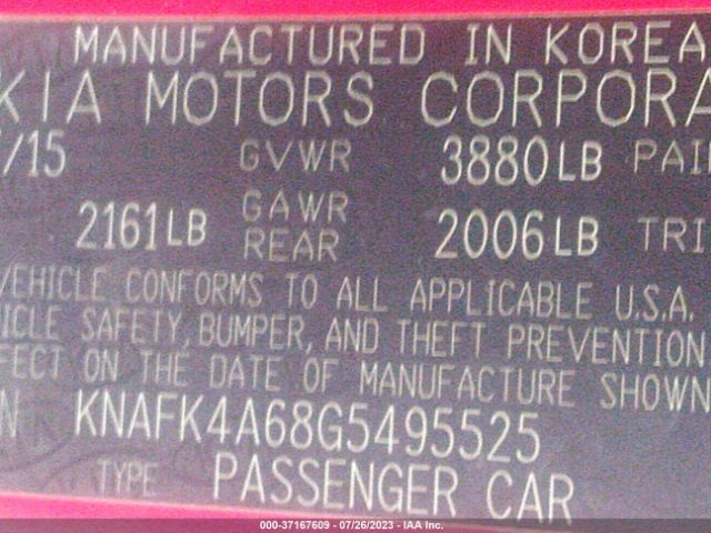 KNAFK4A68G5495525 KIA FORTE LX