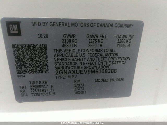 Chevrolet EQUINOX LT 2021 2GNAXUEV9M6108388 Image 15