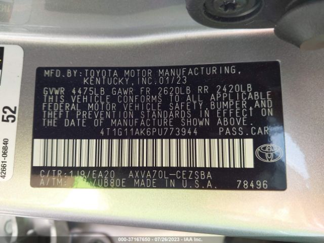 4T1G11AK6PU773944 Toyota Camry Se/se Nightshade