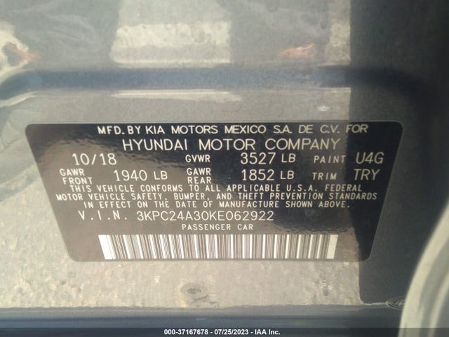 Hyundai ACCENT SE 2019 3KPC24A30KE062922 Image 15