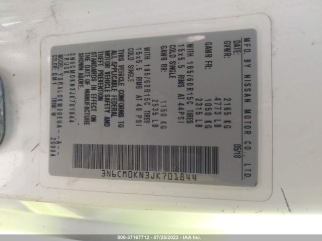 3N6CM0KN3JK701844 Nissan Nv200 Compact Cargo S