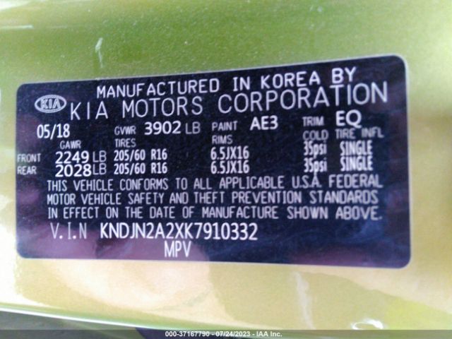 KNDJN2A2XK7910332 KIA Soul Base