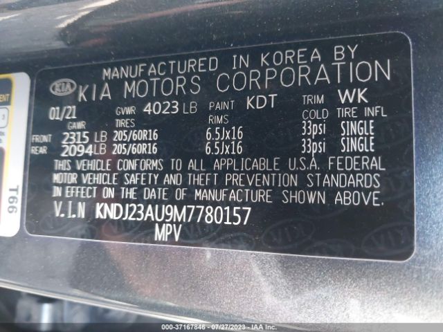 KNDJ23AU9M7780157 KIA SOUL LX