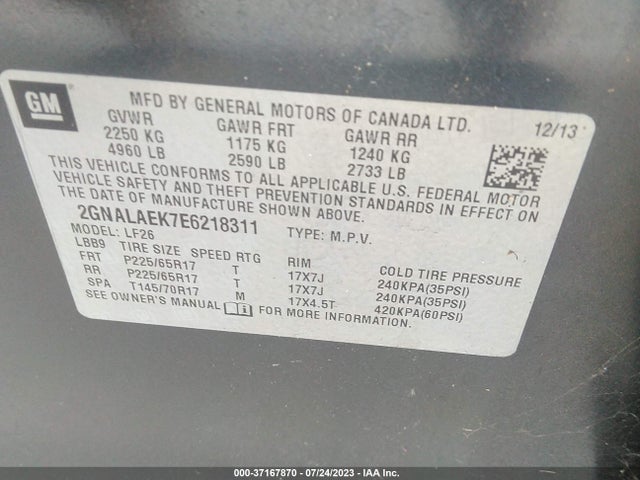 Chevrolet EQUINOX LS 2014 2GNALAEK7E6218311 Image 10