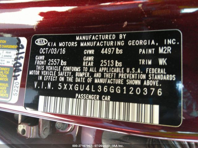 5XXGU4L36GG120376 KIA OPTIMA EX