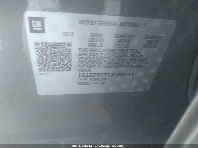 Chevrolet MALIBU LT 2018 1G1ZD5ST9JF209714 Image 15