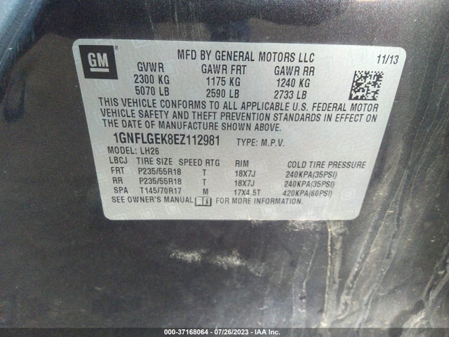Chevrolet EQUINOX LT 2014 1GNFLGEK8EZ112981 Image 10