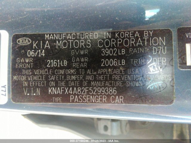 KNAFX4A82F5299386 KIA FORTE EX