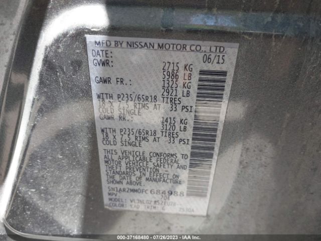 5N1AR2MM0FC684988 Nissan Pathfinder Sl