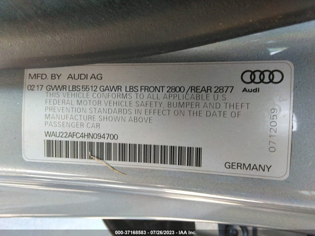 WAU22AFC4HN094700 Audi A7 Prestige