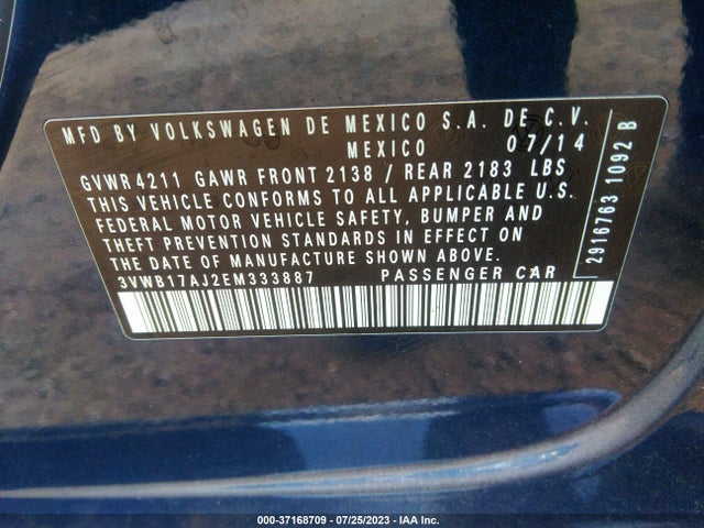 3VWB17AJ2EM333887 Volkswagen Jetta Sedan Se