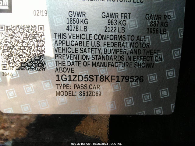 Chevrolet MALIBU LT 2019 1G1ZD5ST8KF179526 Image 9