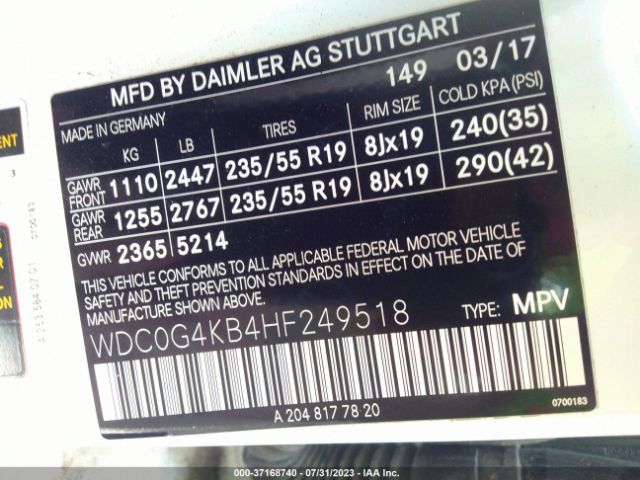 WDC0G4KB4HF249518 Mercedes-Benz Glc Glc 300
