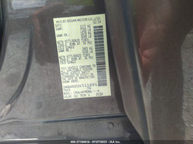 1N6BA0ED5EN511891 Nissan Titan Sl