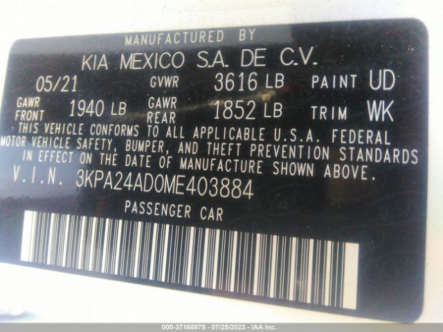 3KPA24AD0ME403884 KIA RIO LX