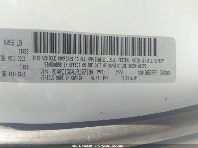 2C4RC1GG4JR107194 Chrysler Pacifica Limited