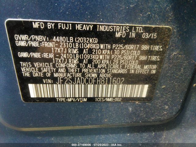 JF2SJADC0FH811602 Subaru Forester 2.5i Premium