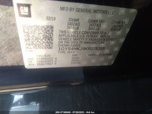 1GYS4HKJ8KR276355 Cadillac Escalade Esv Luxury