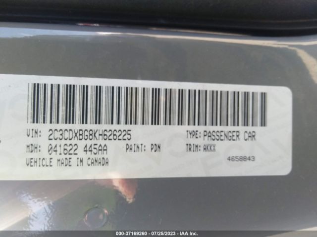 2C3CDXBG8KH626225 Dodge Charger Sxt