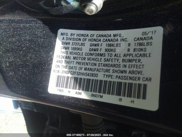Honda Civic Sedan Lx 2017 2HGFC2F52HH543830 Image 9