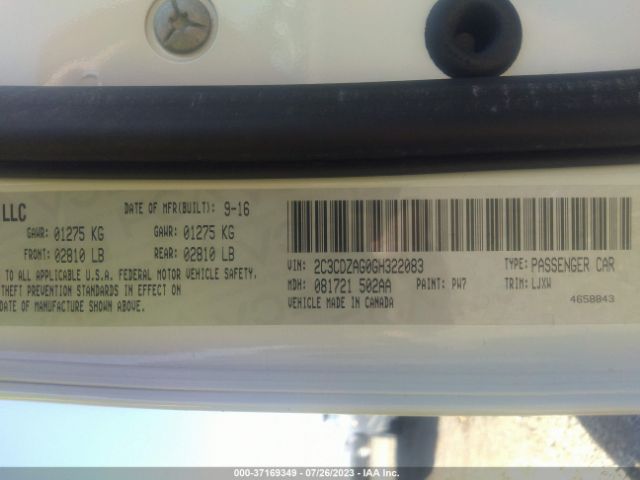 2C3CDZAG0GH322083 Dodge Challenger Sxt Plus