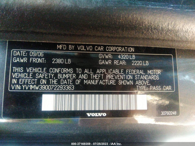2007 VOLVO V50 2.4L VIN: YV1MW390072293363