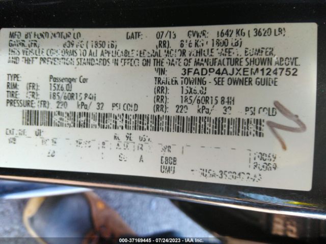 3FADP4AJXEM124752 Ford FIESTA S