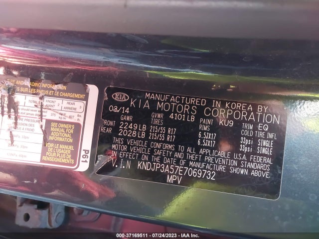 KIA SOUL + 2014 KNDJP3A57E7069732 Image 15