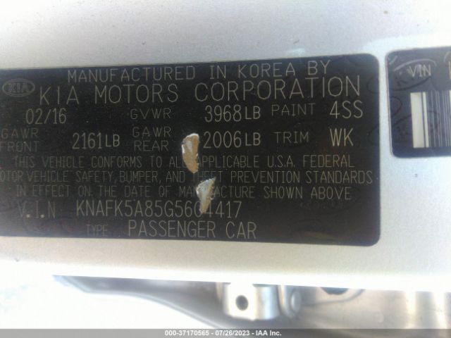 KNAFK5A85G5604417 KIA Forte 5-door Lx
