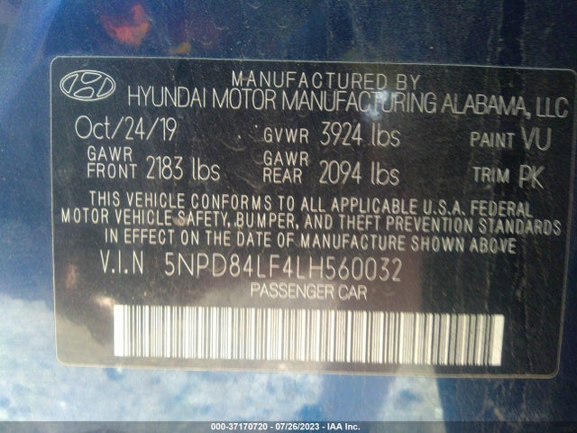 Hyundai ELANTRA SEL 2020 5NPD84LF4LH560032 Image 16