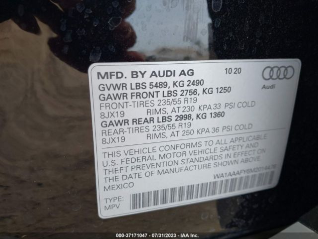 WA1AAAFY6M2014476 Audi Q5 PREMIUM