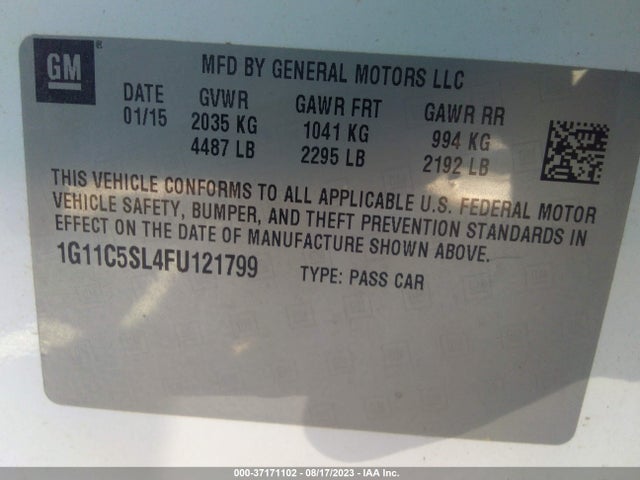 Chevrolet MALIBU LT 2015 1G11C5SL4FU121799 Image 9