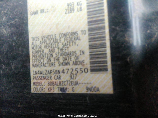 2011 NISSAN ALTIMA 2.5 S VIN: 1N4AL2AP5BN472550