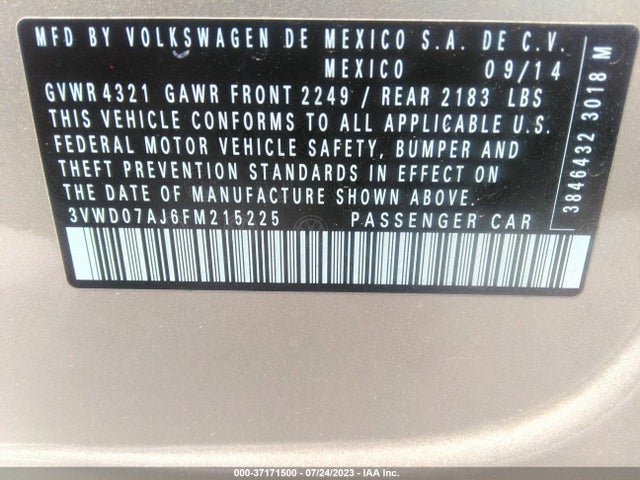 3VWD07AJ6FM215225 Volkswagen Jetta Sedan 1.8t Se