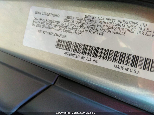 2006 SUBARU B9 TRIBECA 5-PASS VIN: 4S4WX82C864427306