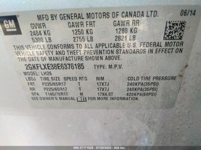 2GKFLXE38E6376185 GMC Terrain Slt