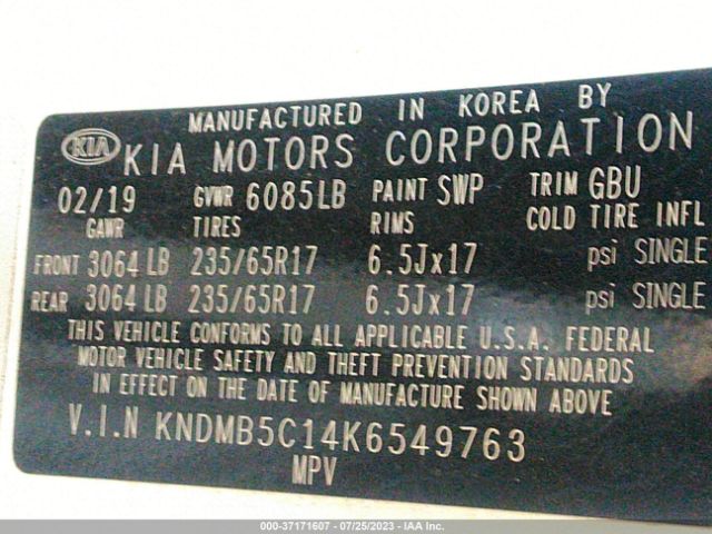 KNDMB5C14K6549763 KIA SEDONA LX