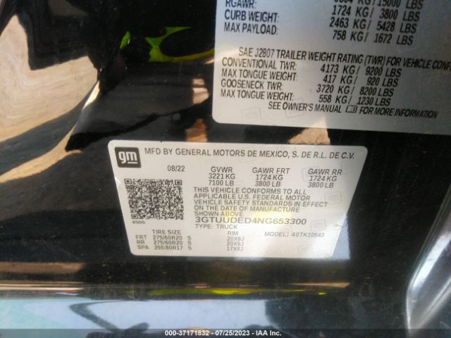 3GTUUDED4NG653300 GMC Sierra 1500 Slt