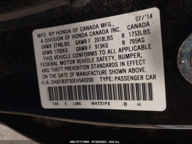 2HGFB2F50EH540200 Honda Civic Sedan Lx
