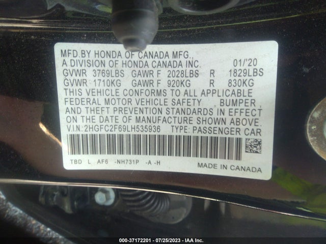 Honda Civic Sedan Lx 2020 2HGFC2F69LH535936 Image 9