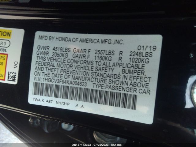 1HGCV3F94KA004623 Honda Accord Hybrid Touring
