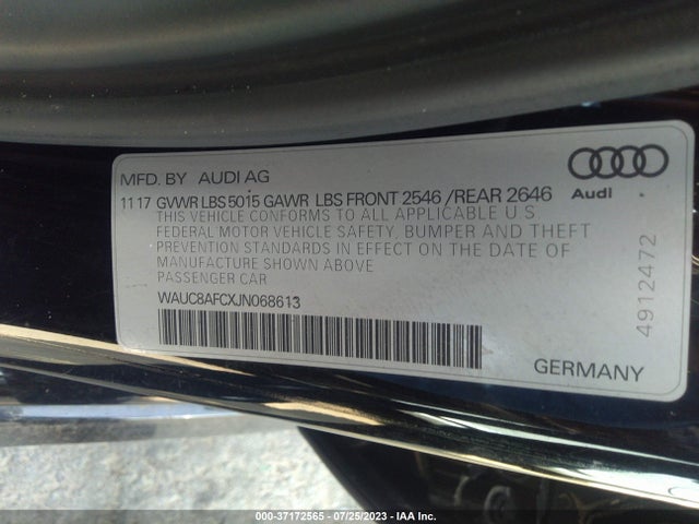 WAUC8AFCXJN068613 Audi A6 PREMIUM