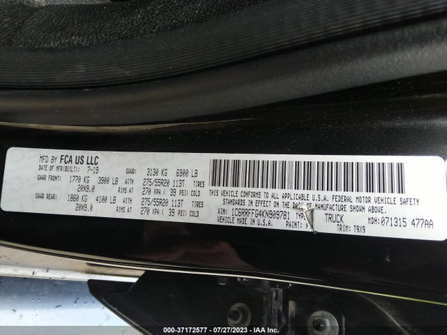 1C6RRFFG4KN909781 RAM 1500 Big Horn/lone Star