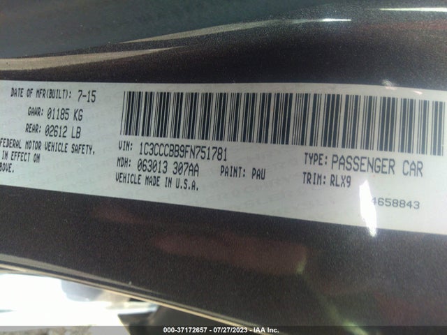 1C3CCCBB9FN751781 Chrysler 200 S