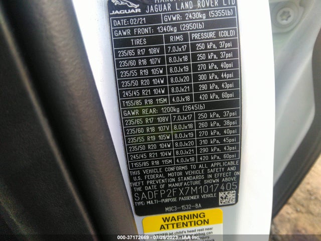 2021 Jaguar E-PACE, VIN: SADFP2FX7M1017405