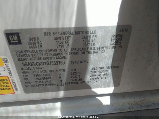 5GAKVCKD1GJ339769 Buick Enclave Premium