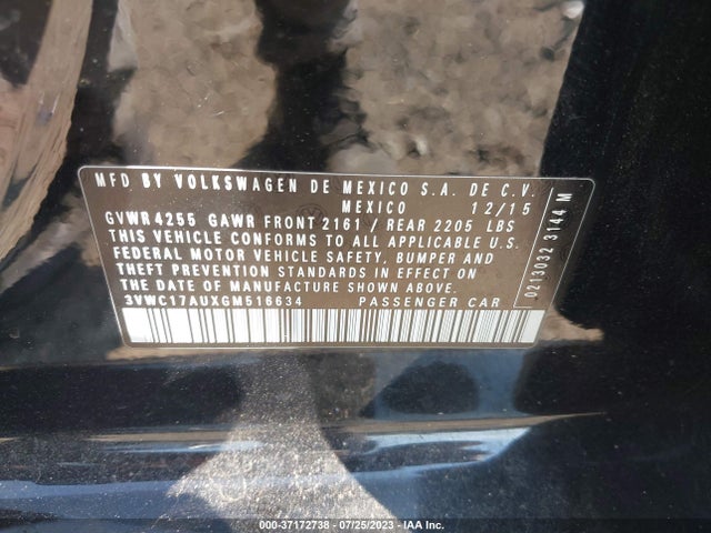 2016 Volkswagen Jetta, VIN: 3VWC17AUXGM516634