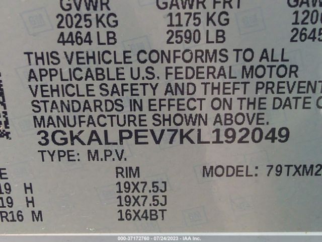 3GKALPEV7KL192049 GMC Terrain Slt