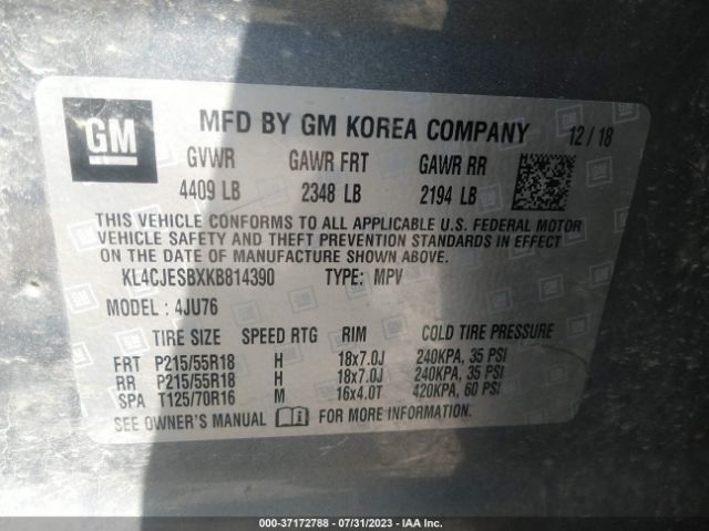 2019 BUICK ENCORE KL4CJESBXKB814390 Photo 8