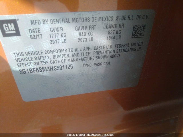 Chevrolet Cruze Premier 2017 3G1BF6SM3HS591125 Image 9